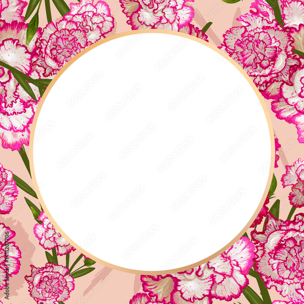 Gold round carnation flower frame design element Gold round carnation flower frame design element