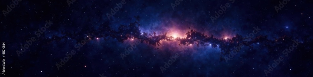 Fototapeta premium Vast space with twinkling stars against dark sky , celestial, infinite