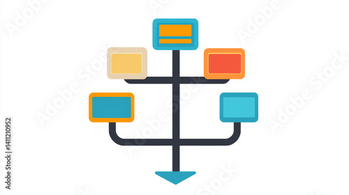 Minimalist vector icon illustrating departmental or sectoral organizational management on a clean white background