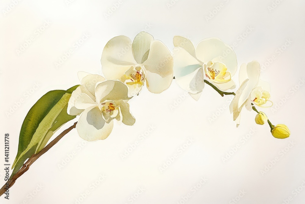 Obraz premium Delicate white orchids gracefully arching.