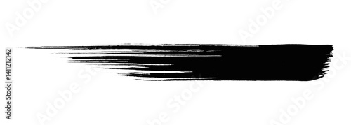 Straight ink brush stroke with sleek and faded end