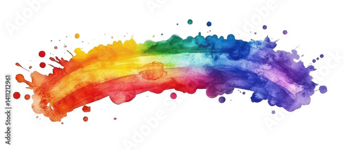 watercolor rainbow splash on transparent background, vector illustration