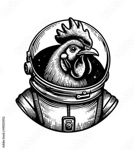 A Chicken Wearing Space Suit, an Absurd and Humorous Scene of Avian Astronaut, Funny 