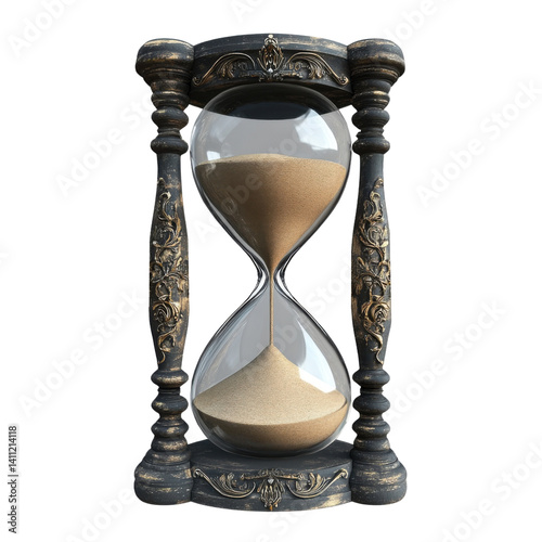 hourglass with sand on white background.