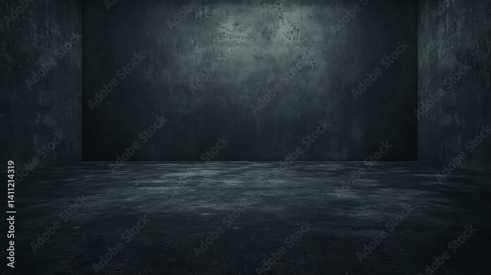 A dark, empty room with a concrete wall A dark, empty room with a concrete wall