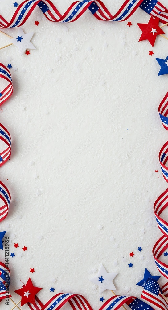 Obraz premium Patriotic Celebration Frame: Festive Red, White, and Blue Accents on Textured Backdrop