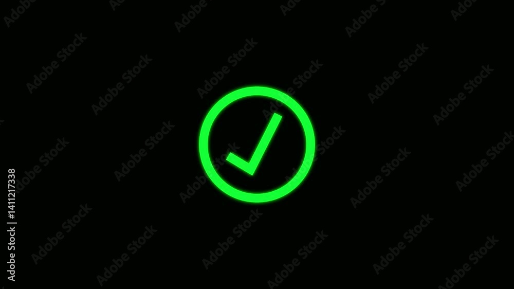 simple line green check mark icon animations on a black background. Success, correct or selection icon animation. 4k video. simple line green check mark icon animations on a black background. Success, correct or selection icon animation. 4k video.
