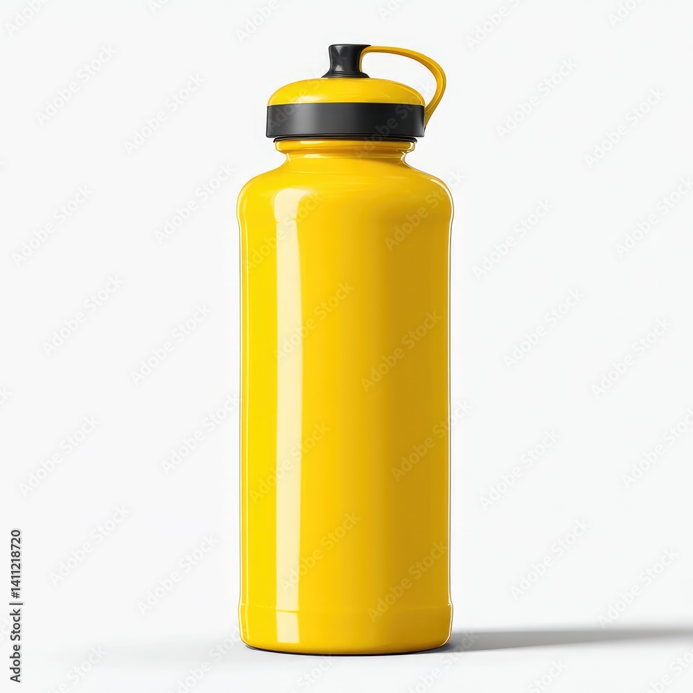 Bright yellow water bottle with black accents.