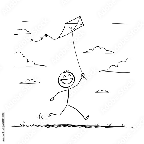 Sticky man flying kite