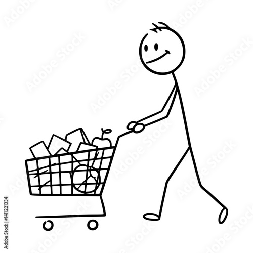 Sticky man shopping