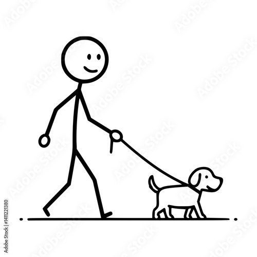 Sticky man walking dog
