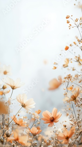 Ethereal floral composition with soft orange hues and delicate light