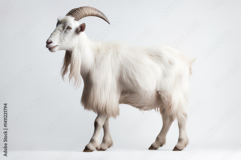 Obraz premium Detailed Close-up of a White Goat's Face, Highlighting Its Unique Features and Texture