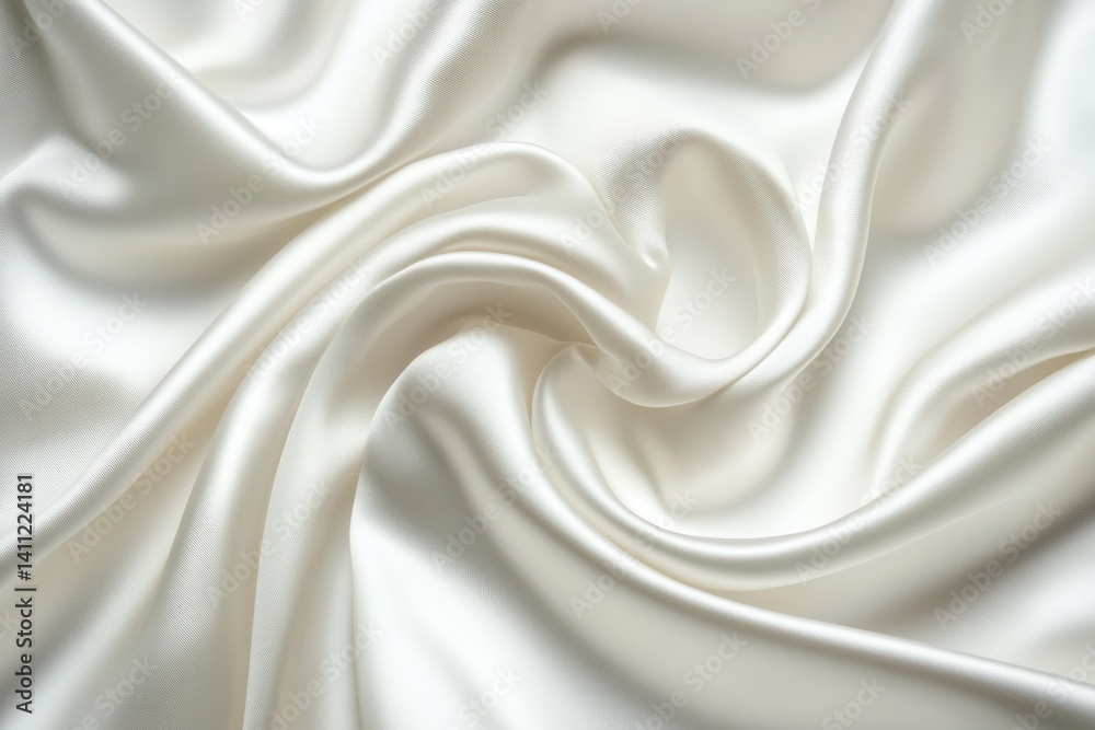 Close view of flowing creamy white satin fabric with soft reflections Close view of flowing creamy white satin fabric with soft reflections