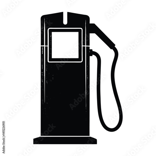 Gas Pump Silhouette on white background.