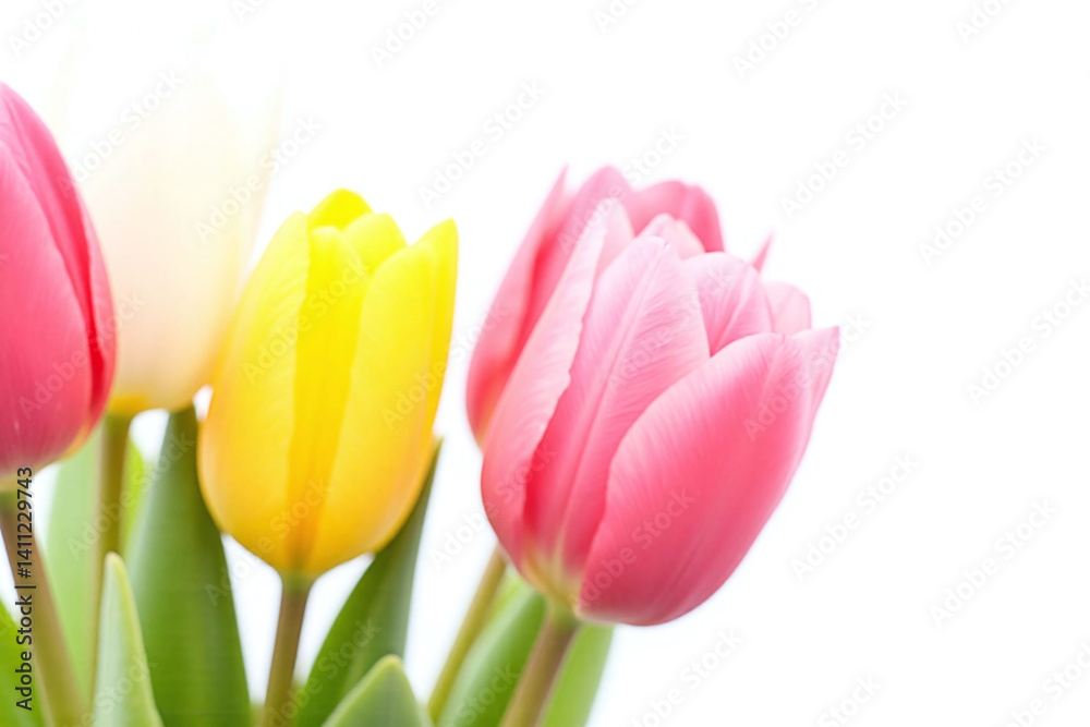 Naklejka premium bunch of tulips in a vase on a white background