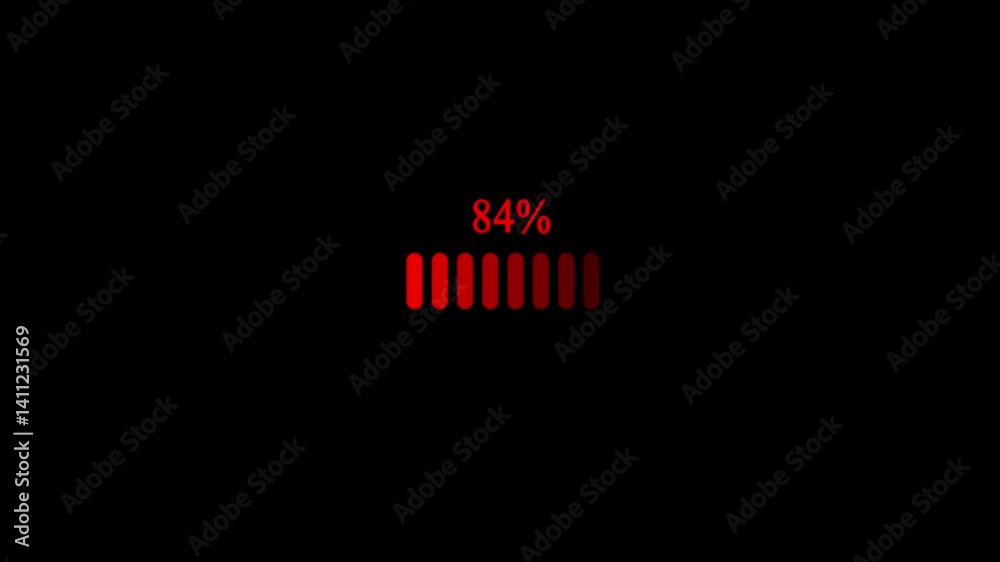 Loading bar downloading progress animation transfer fast to last animation on a dark background. Loading Bar Pixel 8-bit.