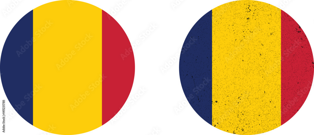 Fototapeta premium Illustration of Chad Round Flag. Round Flag of Chad A Detailed National Symbol of Patriotism and Freedom.