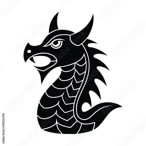 Sea Monster Icon Vector Illustration Mythical Creature For Viking Design