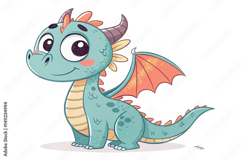 Obraz premium Vector illustration of cute dragon cartoon isolated on white background