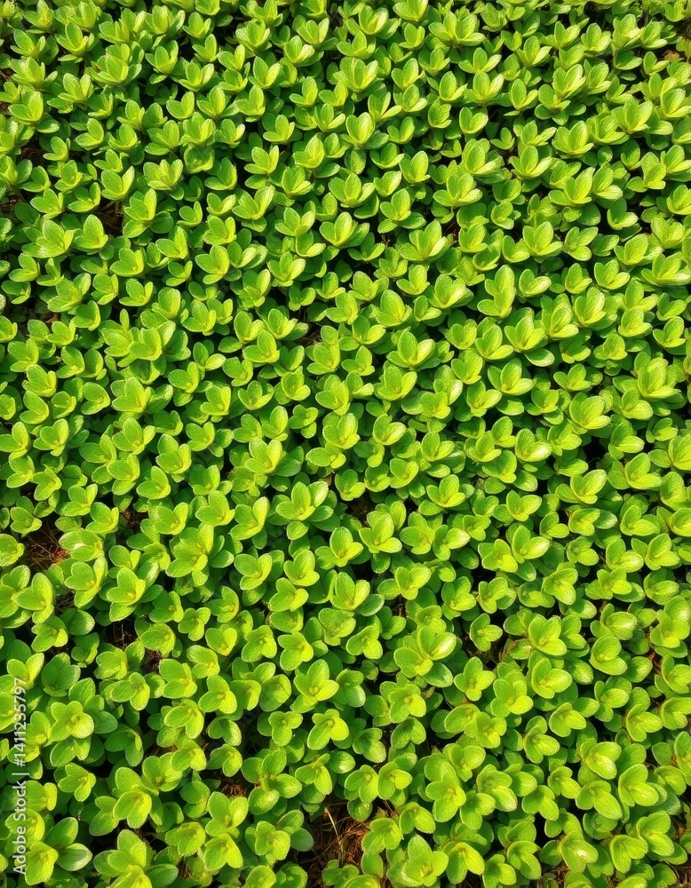 Dense groundcover of tiny, vibrant green leaves , summer, grass Dense groundcover of tiny, vibrant green leaves , summer, grass