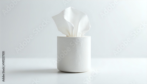 A white tissue box sitting on top of a white table.