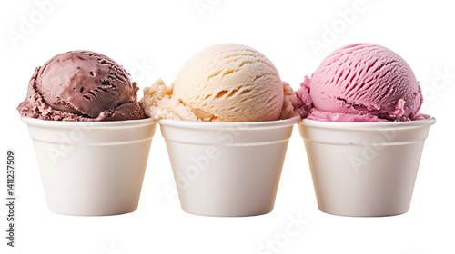 Obraz na płótnie Three cups of distinct ice cream flavors, PNG, created with Generative AI w salonie