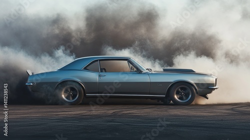 Classic Muscle Car in Smoky Burnout