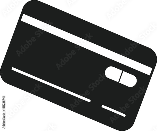 Flat Black Credit Card Icon for Finance