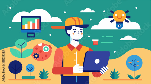 Gone are the days of relying solely on intuition and experience AIpowered farm decision support brings precision and accuracy to every aspect of farming.. Vector illustration