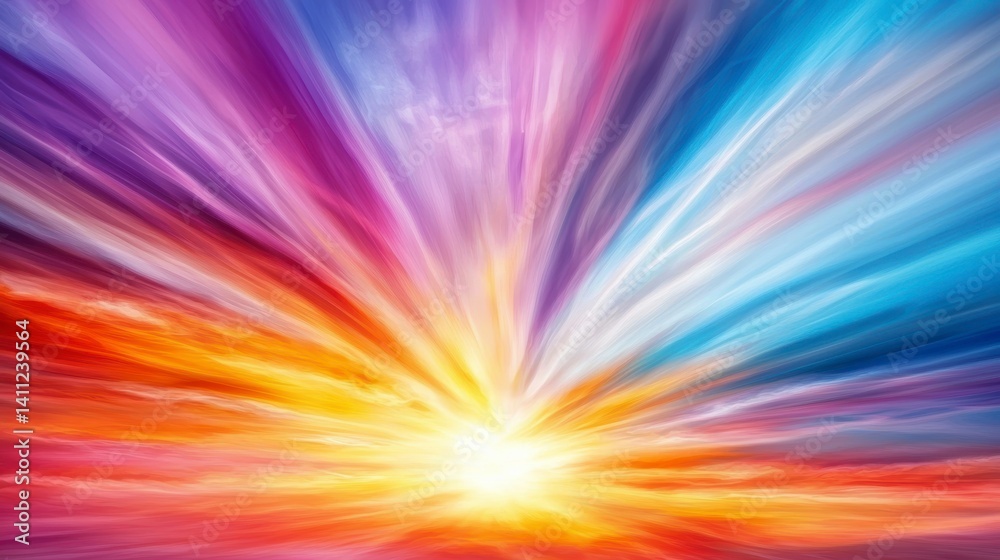 Fototapeta premium Vibrant sunset burst nature scene digital art serene environment wide angle view colorful concept for inspiration