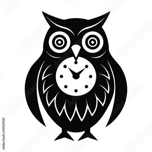A clock shaped like an owl on white background