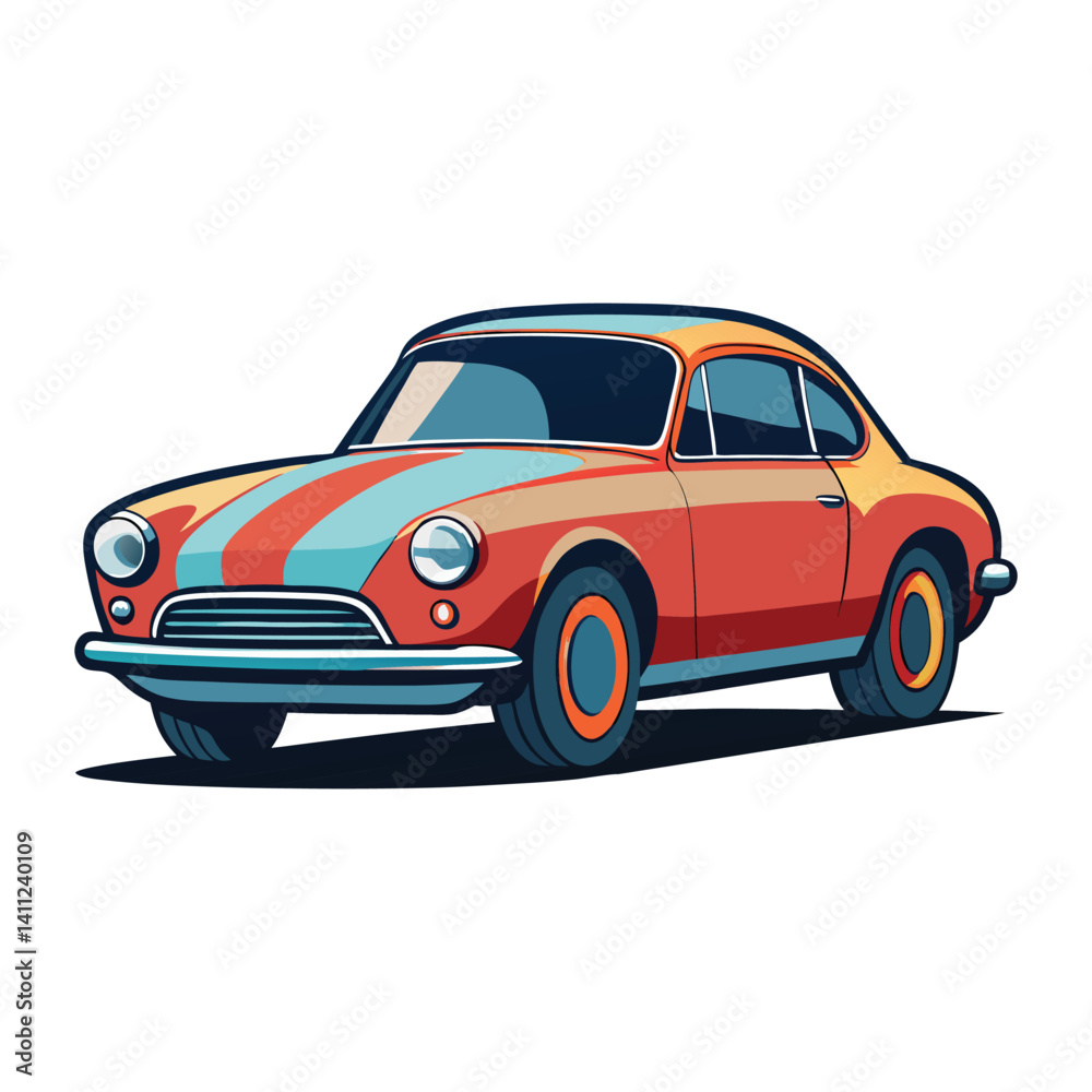 Obraz premium Vintage red car isolated on white background