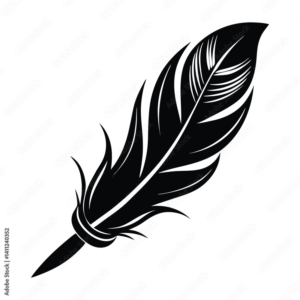 Obraz premium A quill turning into a feathered bird on white background