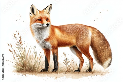 Wallpaper Mural Fox is standing in a field of tall grass Torontodigital.ca