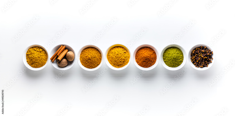 spices on white background spices on white background