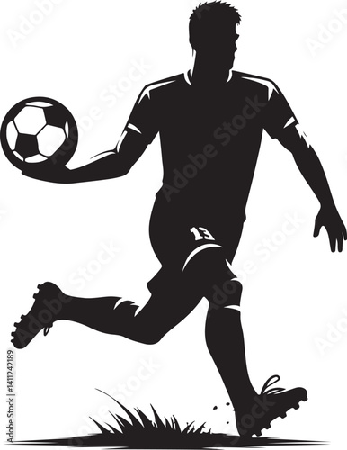 A football player silhouette, sports vector illustration
