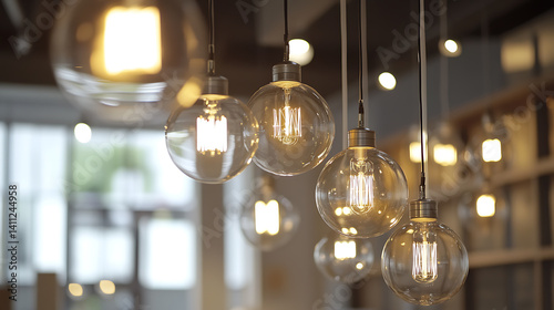 Electrician installing light fixtures in a commercial space. Featuring electrical installation and design