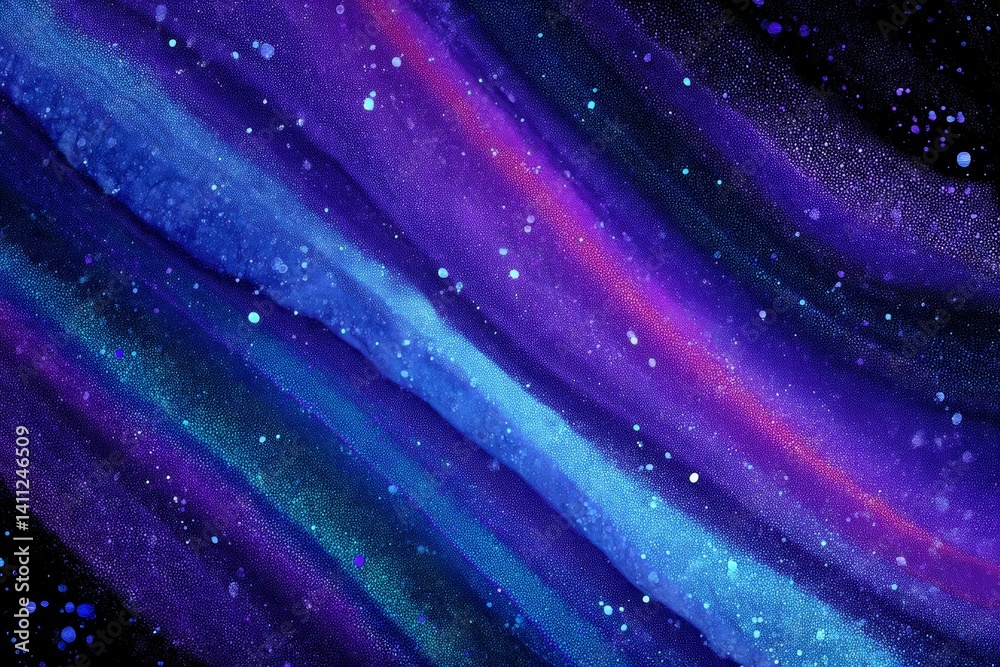 Vibrant galactic waves purple and blue cosmic starfield