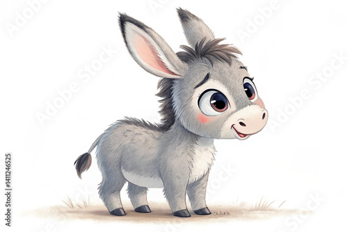 Illustration of Cute baby donkey on white background