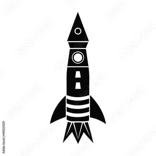 A rocket forming a lighthouse on white background