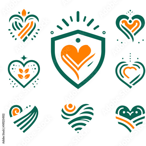 Celestial Polaris Shield Group Star-Themed with Love sets Vector Shield Designs