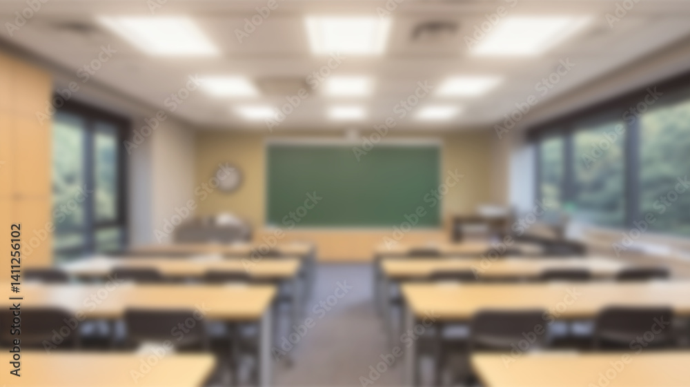 Beautiful blurred background of bright classroom and study room with panoramic windows and beautiful lighting. Blurred Empty school background. Ai Generated Images Beautiful blurred background of bright classroom and study room with panoramic windows and beautiful lighting. Blurred Empty school background. Ai Generated Images