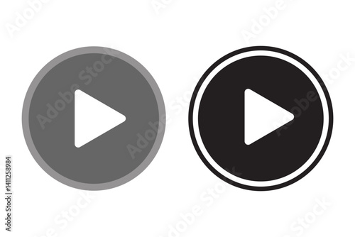 Play button icon. Play, pause, Next and previous symbols. Black and White Play button icon on white background. Vector illustration. Free Download Play button icon. Play, pause, Next and previous symbols. Black and White Play button icon on white background. Vector illustration. - GFXLoad