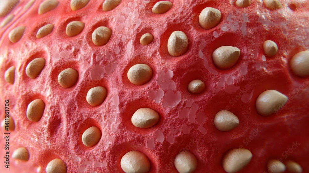 Close-up Macro Strawberry Surface Texture Detail Close-up Macro Strawberry Surface Texture Detail