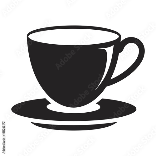 White ceramic coffee cup on a saucer, isolated as a single hot drink object