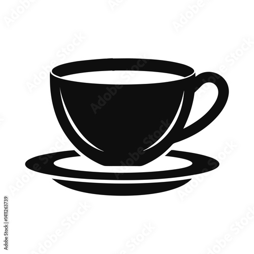White ceramic cup with hot black coffee, isolated breakfast drink
