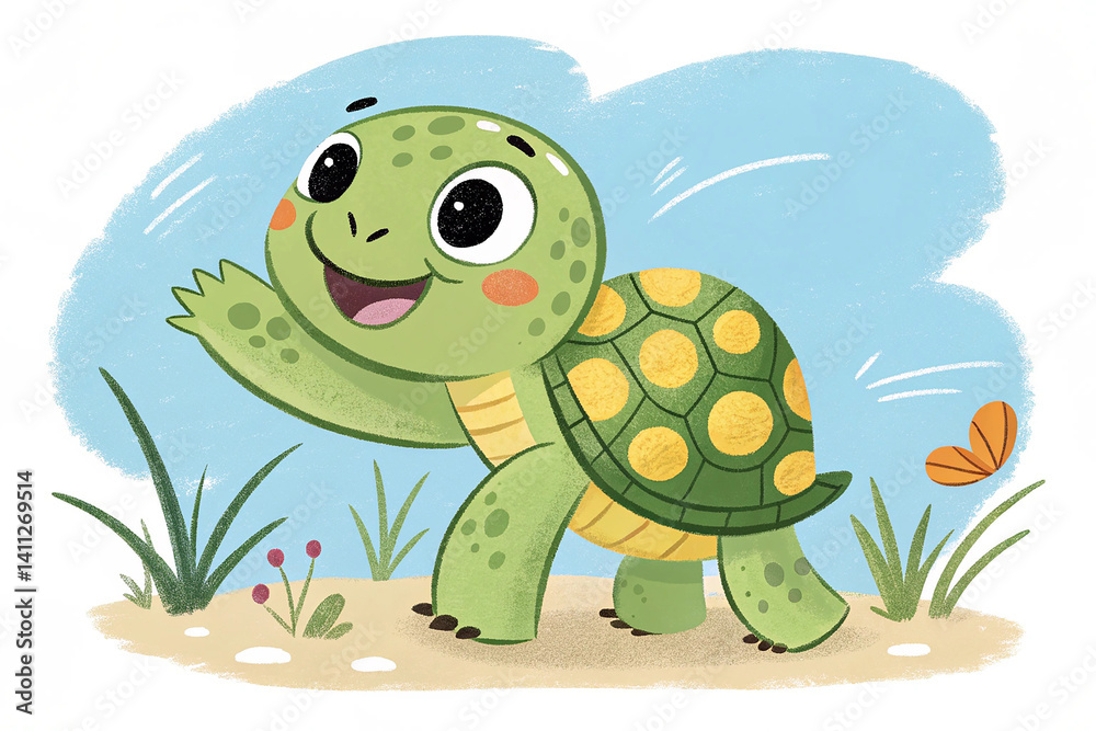 Fototapeta premium Illustration of cute turtle cartoon