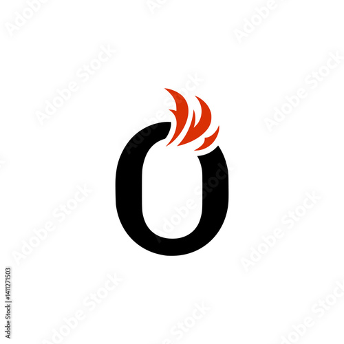 number zero with fire company logo vector illustration template design