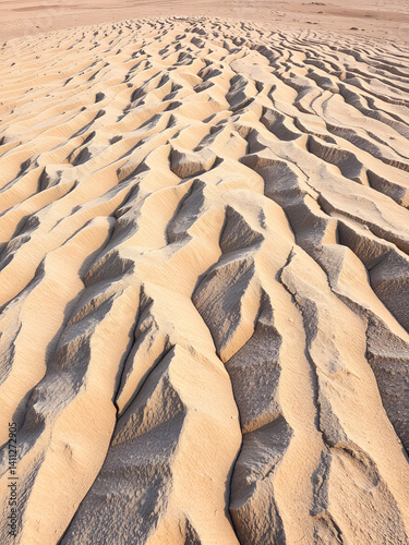 Yardangs-wind eroded rock and bedrock surfaces-alternating ridges and furrows-Qaidam desert-Qinghai-China-0531